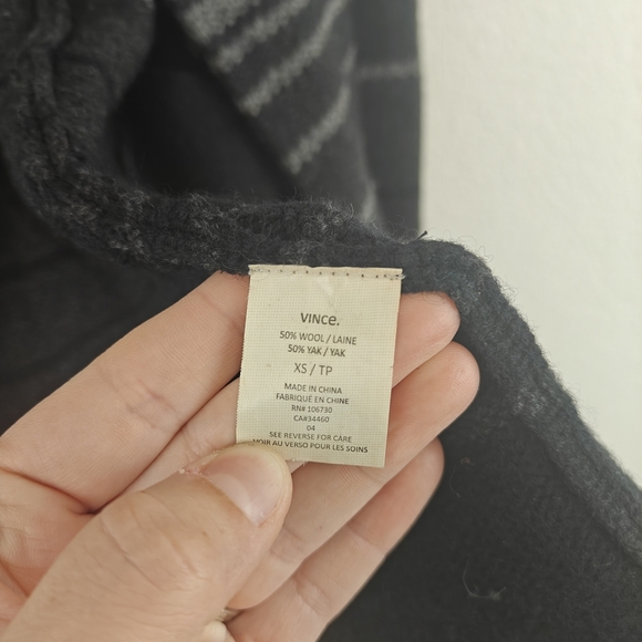 VINCE Sophie Hooded Striped Open Front Cardigan Wool Yak Sweater Size XS/TP - Picture 14 of 16